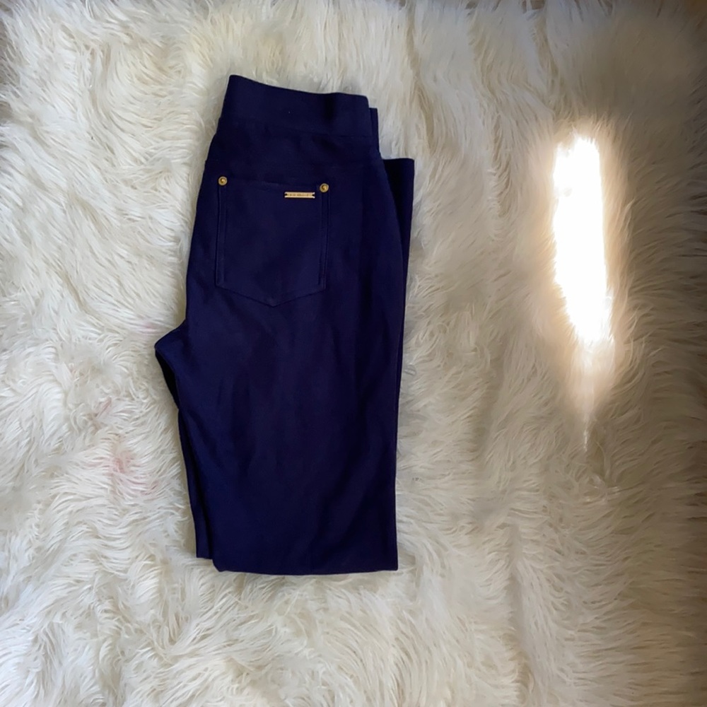 Michael Kors Navy Blue Stretch Pull on Leggings Fitted Pants